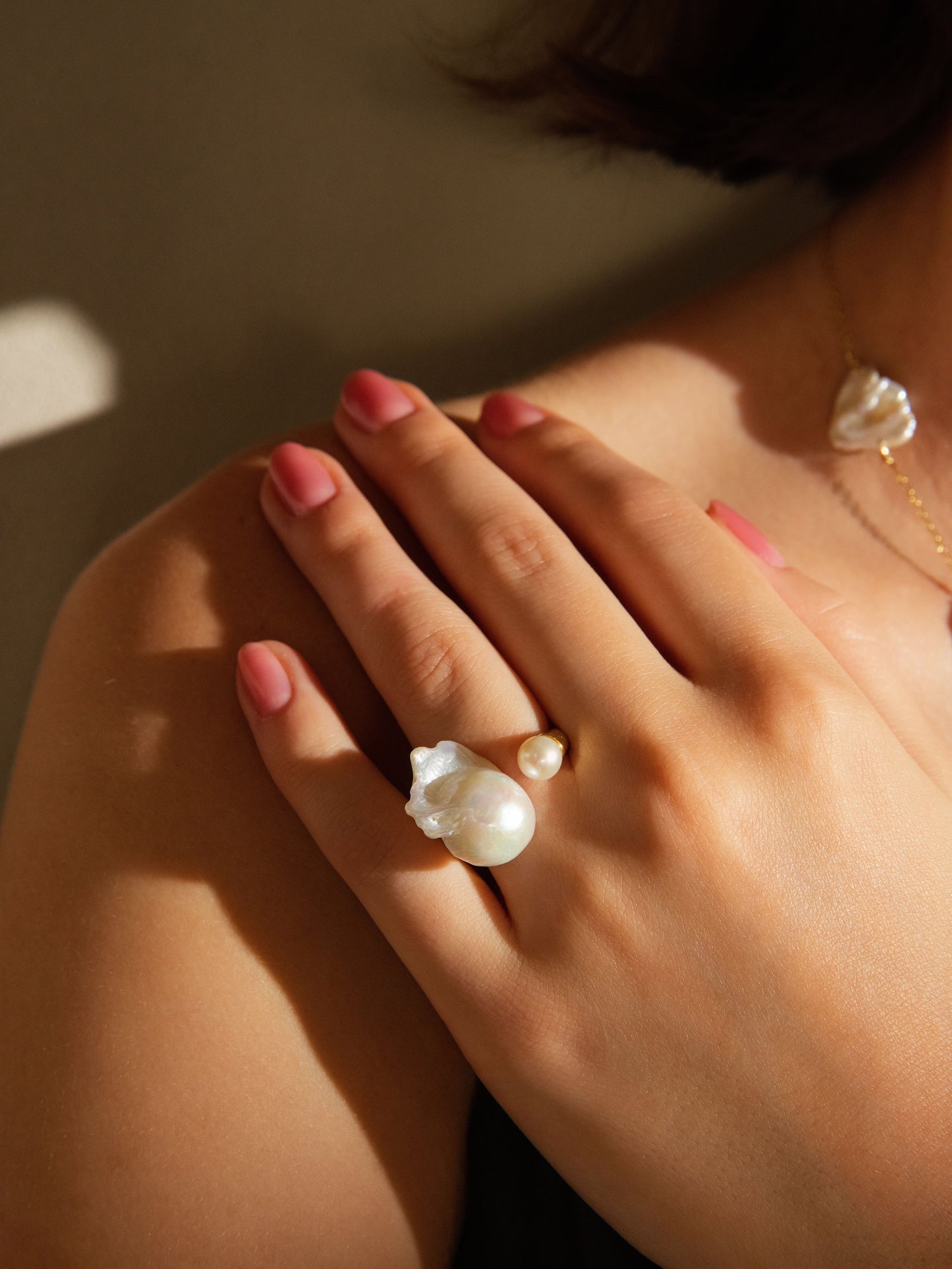 Baroque Duo Pearl Ring